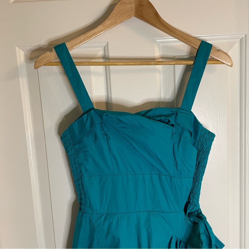 Trashy Diva Chic Asymmetrical Teal Dress with Flowy Hem Size 10 y2k academia - Picture 3 of 8